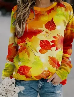 Online Women's Pullover Fashion Ethnic Print Geometric Tribal Street Casual Round Neck Print Loose Fit Long Sleeve Yellow Red Brown Dark Blue Gray Spring Fall & Winter Women Hoodies & Sweatshirts