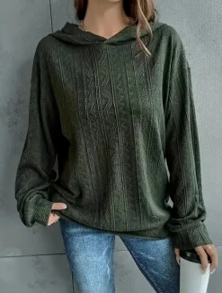 Clearance Women's Pullover Hoodie Sweatshirt Plain Casual Long Sleeve Hooded Regular Tops Street Dailywear Black Blue Green Coffee Fall Winter Women Hoodies & Sweatshirts