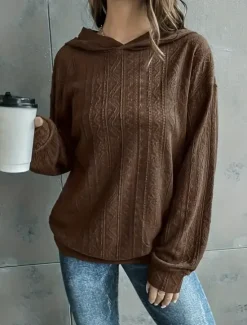 Clearance Women's Pullover Hoodie Sweatshirt Plain Casual Long Sleeve Hooded Regular Tops Street Dailywear Black Blue Green Coffee Fall Winter Women Hoodies & Sweatshirts