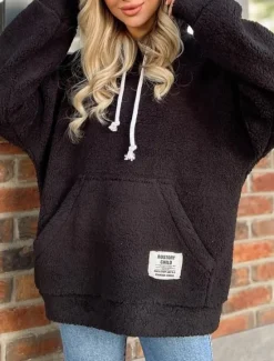Best Women's Pullover Hoodie Sweatshirt Plain Warm Streetwear Casual Long Sleeve Hooded Regular Tops Casual Patchwork Black Green Khaki Spring Fall Winter Women Hoodies & Sweatshirts