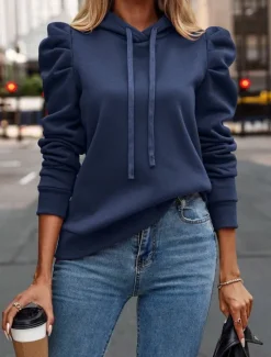 Sale Women's Pullover Hoodie Sweatshirt Plain Casual Long Sleeve Hooded Regular Tops Street Dailywear Black Pink Wine Blue Beige Fall Winter Women Hoodies & Sweatshirts