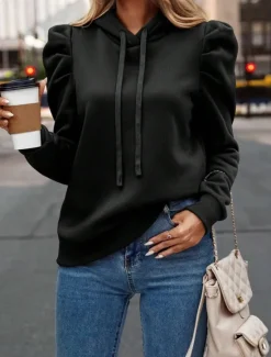 Sale Women's Pullover Hoodie Sweatshirt Plain Casual Long Sleeve Hooded Regular Tops Street Dailywear Black Pink Wine Blue Beige Fall Winter Women Hoodies & Sweatshirts