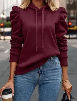 Sale Women's Pullover Hoodie Sweatshirt Plain Casual Long Sleeve Hooded Regular Tops Street Dailywear Black Pink Wine Blue Beige Fall Winter Women Hoodies & Sweatshirts