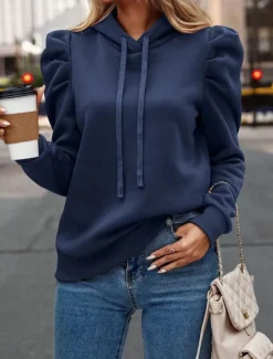 Sale Women's Pullover Hoodie Sweatshirt Plain Casual Long Sleeve Hooded Regular Tops Street Dailywear Black Pink Wine Blue Beige Fall Winter Women Hoodies & Sweatshirts