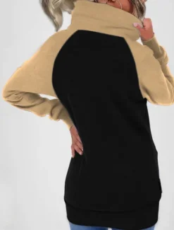Women's Pullover Hoodie Sweatshirt Color Block Casual Long Sleeve Hooded Regular Tops Street Dailywear Zipper Pocket White Red Khaki Army Green Fall Winter Women Hoodies & Sweatshirts