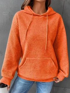 New Women's Pullover Hoodie Sweatshirt Plain Casual Long Sleeve Hooded Regular Tops Street Dailywear Light Green Red Blue Orange Brown Fall Winter Women Hoodies & Sweatshirts