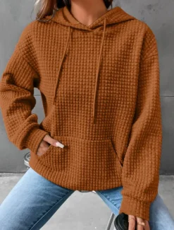 New Women's Pullover Hoodie Sweatshirt Plain Casual Long Sleeve Hooded Regular Tops Street Dailywear Light Green Red Blue Orange Brown Fall Winter Women Hoodies & Sweatshirts