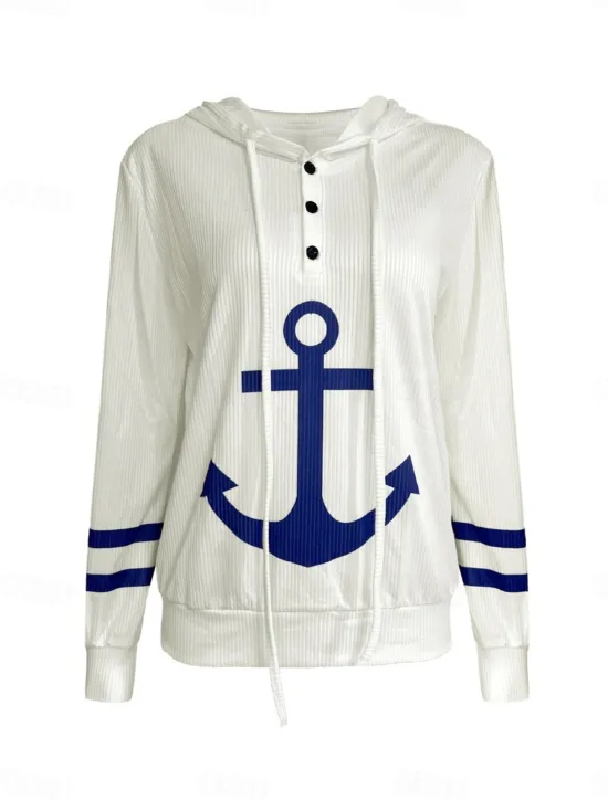 Best Women's Pullover Hoodie Sweatshirt Graphic Striped Casual Long Sleeve Hooded Regular Tops Street Dailywear Black White Fall Winter Women Hoodies & Sweatshirts