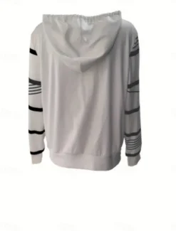 Best Women's Pullover Hoodie Sweatshirt Graphic Striped Casual Long Sleeve Hooded Regular Tops Street Dailywear Black White Fall Winter Women Hoodies & Sweatshirts