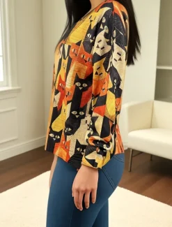 Women's Pullover Sweater Jumper Casual Animal V Neck V Neck Digital print Long Sleeve Regular Tops Knit Daily Fall Winter Women Pullovers & Tops