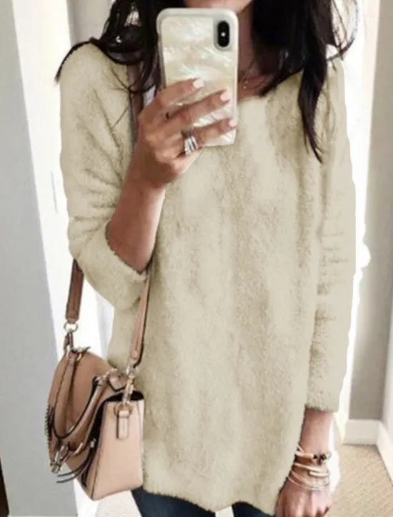 Clearance Women's Pullover Sweater Jumper Stylish Casual Soft Solid Color Ribbed Crew Neck Oversized Long Sleeve Regular Tops Knit Outdoor Daily Holiday Black White Fall Winter Women Pullovers & Tops