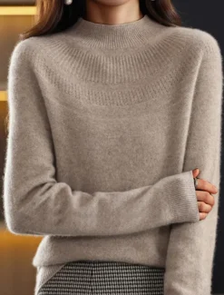 Sale Women's Pullover Sweater Jumper Streetwear Casual Soft Solid Color Ribbed Crew Neck Oversized Long Sleeve Regular Tops Knit Outdoor Daily Holiday Magenta Lake blue Fall Winter Women Pullovers & Tops