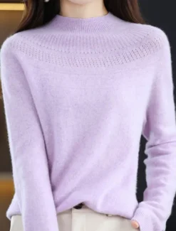 Sale Women's Pullover Sweater Jumper Streetwear Casual Soft Solid Color Ribbed Crew Neck Oversized Long Sleeve Regular Tops Knit Outdoor Daily Holiday Magenta Lake blue Fall Winter Women Pullovers & Tops