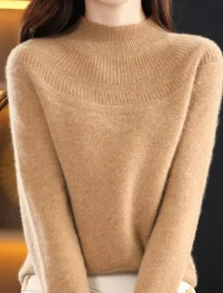 Sale Women's Pullover Sweater Jumper Streetwear Casual Soft Solid Color Ribbed Crew Neck Oversized Long Sleeve Regular Tops Knit Outdoor Daily Holiday Magenta Lake blue Fall Winter Women Pullovers & Tops