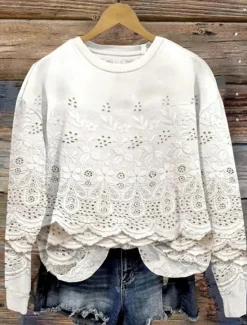 Clearance Women's Pullover Sweatshirt Floral Casual Long Sleeve Crew Neck Regular Tops Home Street Dailywear Print Pink Beige Light Blue Summer Spring Fall Winter Women Women's Tops|Hoodies & Sweatshirts