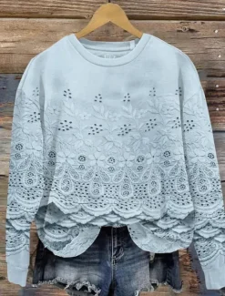 Clearance Women's Pullover Sweatshirt Floral Casual Long Sleeve Crew Neck Regular Tops Home Street Dailywear Print Pink Beige Light Blue Summer Spring Fall Winter Women Women's Tops|Hoodies & Sweatshirts
