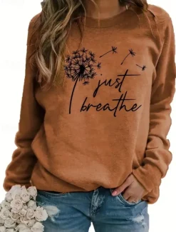 Hot Women's Pullover Sweatshirt Floral Graphic Casual Long Sleeve Crew Neck Round Neck Regular Tops Street Casual Holiday Print Maroon Black Red Spring Fall Winter Women Hoodies & Sweatshirts