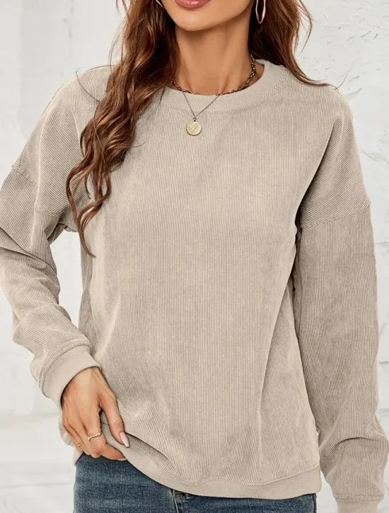Discount Women's Pullover Sweatshirt Plain Casual Long Sleeve Round Neck Regular Tops Street Dailywear Pink Wine Green Fall Winter Women Hoodies & Sweatshirts