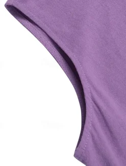 Women's Purple Brown Dark Blue Summer Spring Maxi Dress Cotton Linen Dresses Casual Dress Cotton Linen Dress Basic Casual Mature Outdoor Vacation Daily Loose Fit Pure Color Boat Neck Women Dresses