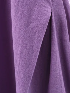 Women's Purple Brown Dark Blue Summer Spring Maxi Dress Cotton Linen Dresses Casual Dress Cotton Linen Dress Basic Casual Mature Outdoor Vacation Daily Loose Fit Pure Color Boat Neck Women Dresses