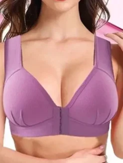 New Women's Push Up Bras Full Coverage Lace Pure Color Front Closure Nylon Sexy 1PC Black Pink Home Outfits Women Lingerie
