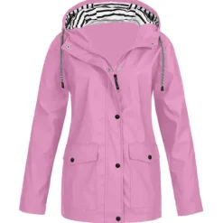 Best Women's Rain Jacket Hiking Raincoat Waterproof Jacket Outdoor Windproof Quick Dry Lightweight Hooded Windbreaker Parka Trench Coat Top Camping Hunting Fishing Navy Pink Blue Purple Women Jackets