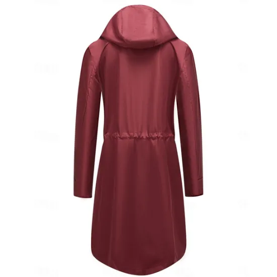 Best Women's Raincoat Waterproof Rain Jacket Mid-Length Windproof Trench Coat Sport Outdoor Hiking Hooded Jacket with Pockets Casual Jacket Long Sleeve Drawstring Winter Coat Warm Black Yellow Women Jackets