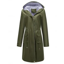 Best Women's Raincoat Waterproof Rain Jacket Mid-Length Windproof Trench Coat Sport Outdoor Hiking Hooded Jacket with Pockets Casual Jacket Long Sleeve Drawstring Winter Coat Warm Black Yellow Women Jackets