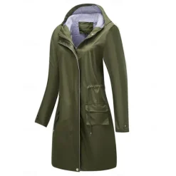 Best Women's Raincoat Waterproof Rain Jacket Mid-Length Windproof Trench Coat Sport Outdoor Hiking Hooded Jacket with Pockets Casual Jacket Long Sleeve Drawstring Winter Coat Warm Black Yellow Women Jackets