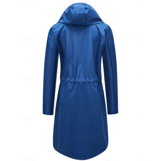 Best Women's Raincoat Waterproof Rain Jacket Mid-Length Windproof Trench Coat Sport Outdoor Hiking Hooded Jacket with Pockets Casual Jacket Long Sleeve Drawstring Winter Coat Warm Black Yellow Women Jackets