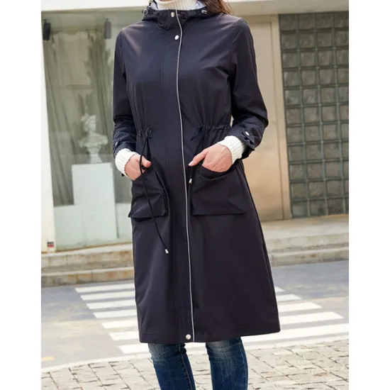 Best Women's Raincoat Waterproof Rain Jacket Mid-Length Windproof Trench Coat Sport Outdoor Hiking Hooded Jacket with Pockets Casual Jacket Long Sleeve Drawstring Winter Coat Warm Black Yellow Women Jackets