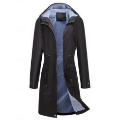 Best Women's Raincoat Waterproof Rain Jacket Mid-Length Windproof Trench Coat Sport Outdoor Hiking Hooded Jacket with Pockets Casual Jacket Long Sleeve Drawstring Winter Coat Warm Black Yellow Women Jackets