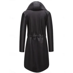 Best Women's Raincoat Waterproof Rain Jacket Mid-Length Windproof Trench Coat Sport Outdoor Hiking Hooded Jacket with Pockets Casual Jacket Long Sleeve Drawstring Winter Coat Warm Black Yellow Women Jackets