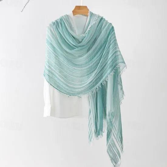 New Women's Rectangle Scarf Street Daily Date Blue Pink Scarf Stripe Women Scarves