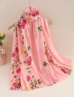 Hot Women's Rectangle Scarf Street Daily Date Beige Black Pink Scarf Floral Women Scarves