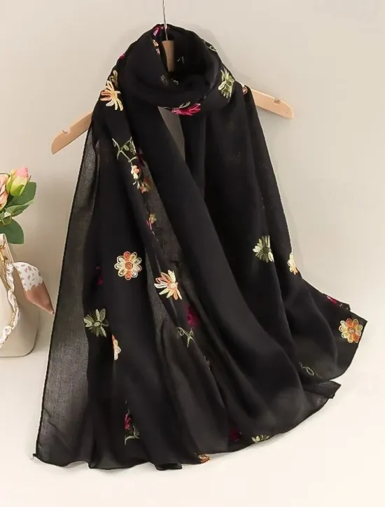 Hot Women's Rectangle Scarf Street Daily Date Beige Black Pink Scarf Floral Women Scarves