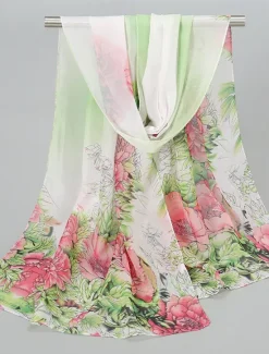Online Women's Rectangle Scarf Street Daily Date Grey Yellow Scarf Floral Women Scarves