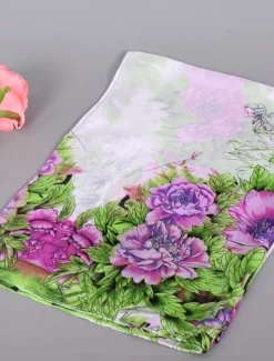 Online Women's Rectangle Scarf Street Daily Date Grey Yellow Scarf Floral Women Scarves