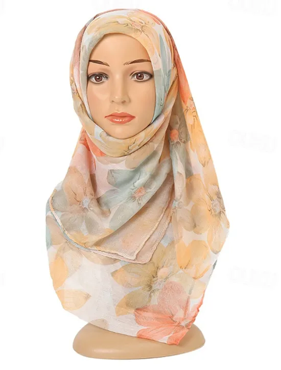 Hot Women's Rectangle Scarf Street Daily Date Purple Pink Scarf Floral Women Scarves