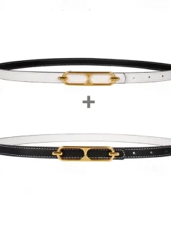 Online Women's Reversible Belt PU Leather Metal Bucke Eyelet Casual Formal Party Work Black Brown Gray Women Belt