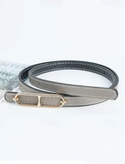 Online Women's Reversible Belt PU Leather Metal Bucke Eyelet Casual Formal Party Work Black Brown Gray Women Belt