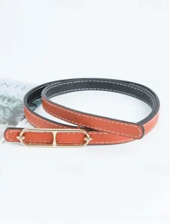 Online Women's Reversible Belt PU Leather Metal Bucke Eyelet Casual Formal Party Work Black Brown Gray Women Belt