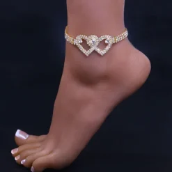 Hot Women's Rhinestone Heart Anklet Bracelets Party Gifts Wedding / Gold / Silver / Spring/ Summer Women Trendy Jewelry