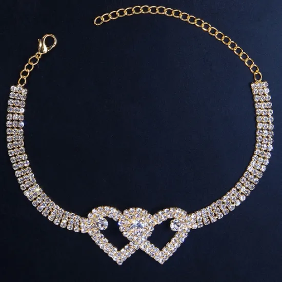 Hot Women's Rhinestone Heart Anklet Bracelets Party Gifts Wedding / Gold / Silver / Spring/ Summer Women Trendy Jewelry