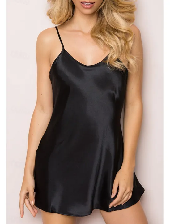 New Women's Robes Gown Nightgown Sleepwear Patchwork Fashion Simple Hot Home Daily Bed Lace Breathable Straps Sleeveless Backless Summer Spring Home Outfits Women Sleepwear
