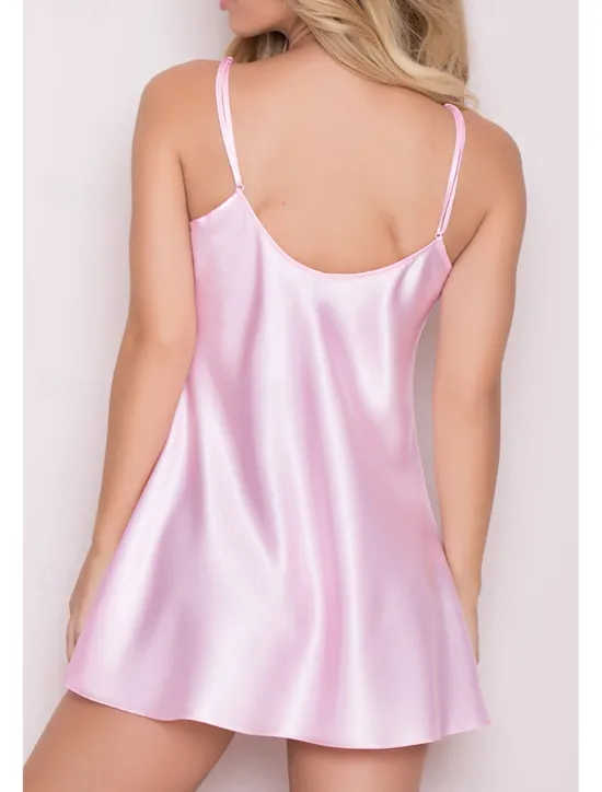 New Women's Robes Gown Nightgown Sleepwear Patchwork Fashion Simple Hot Home Daily Bed Lace Breathable Straps Sleeveless Backless Summer Spring Home Outfits Women Sleepwear