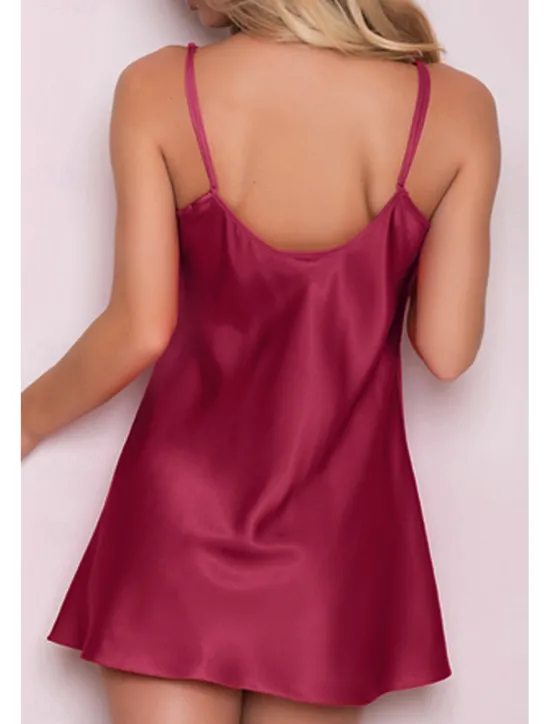 New Women's Robes Gown Nightgown Sleepwear Patchwork Fashion Simple Hot Home Daily Bed Lace Breathable Straps Sleeveless Backless Summer Spring Home Outfits Women Sleepwear