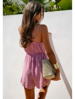 Women's Romper Stylish Solid Color Sleeveless Sleeveless V Neck High Waist Daily Going out Regular Fit Black White Pink Summer Women White Dresses