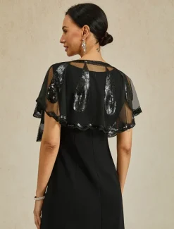 Sale Women's 1920s Shawl Sequin Beaded Evening Cape Retro Wraps Scarf Cover Up for Wedding Party Bride Dress Women Blouses & Shirts|Lace Tops