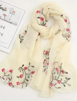 Sale Women's Scarf Cherry Blossom Print Lightweight Soft Pink Floral Breathable Casual Office Evening One Size Fits All Spring Autumn Accessories Women Scarves